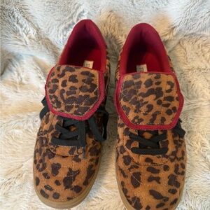 Steve Madden Leopard Print Athletic Shoes with Red Trim